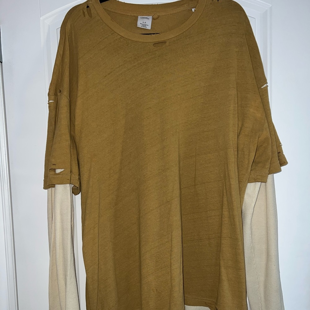 Oversized Distressed Long Sleeve Shirt (Urban Outfitters)